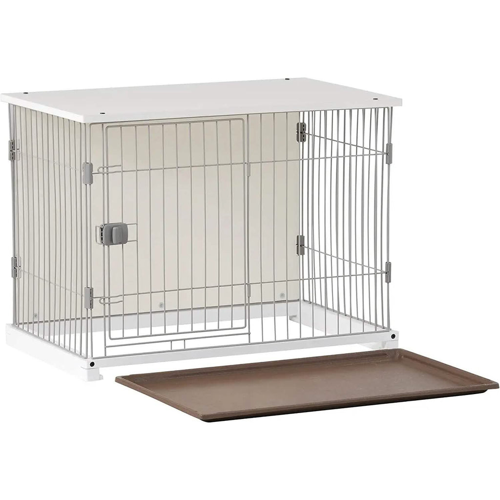 34" Long Elegant Wood Frame White Dog Cage
