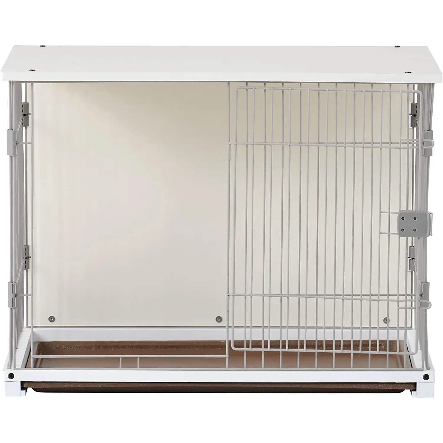 34" Long Elegant Wood Frame White Dog Cage