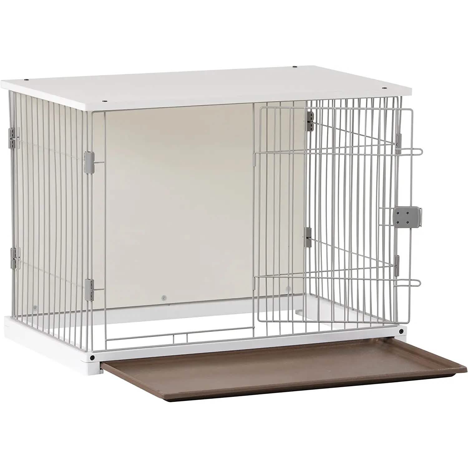 34" Long Elegant Wood Frame White Dog Cage
