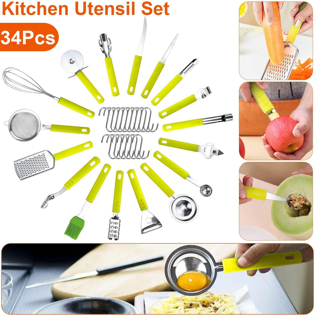 34-Pieces Set: Stainless Steel Kitchen Gadget Tools Set