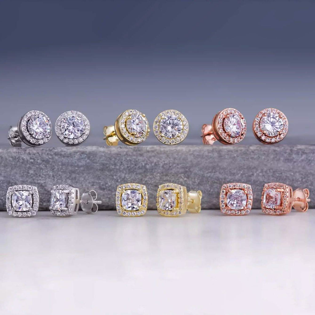 3.44 CTTW Halo Stud Earrings with Swarovski Elements