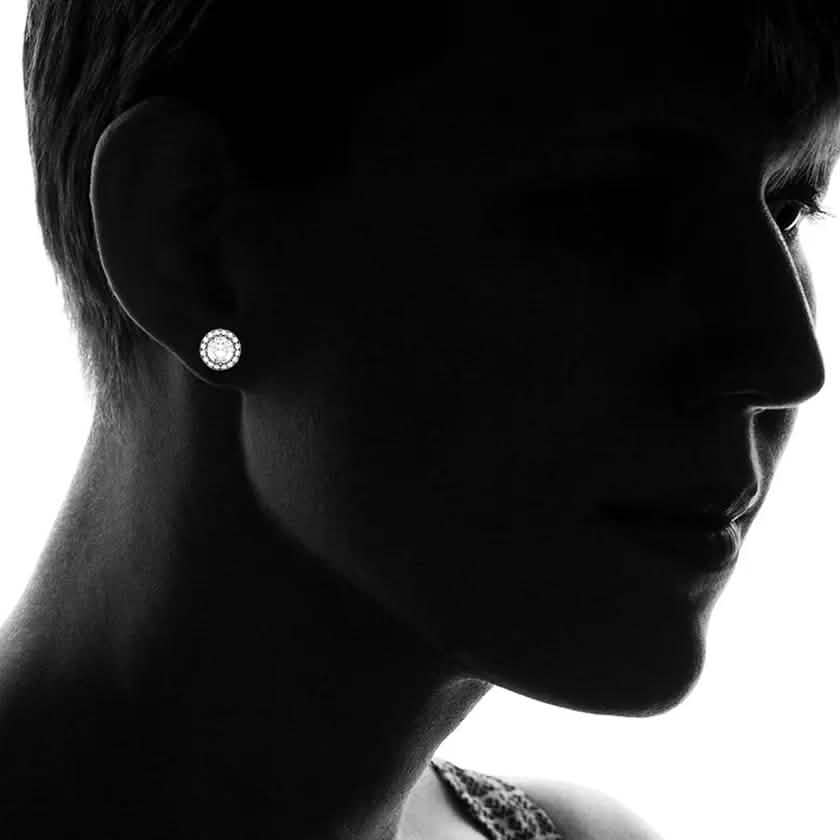 3.44 CTTW Halo Stud Earrings with Swarovski Elements