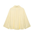 Style Women's Fashion Casual Loose Shirt with Long Wide Sleeves and Turn-Down Collar