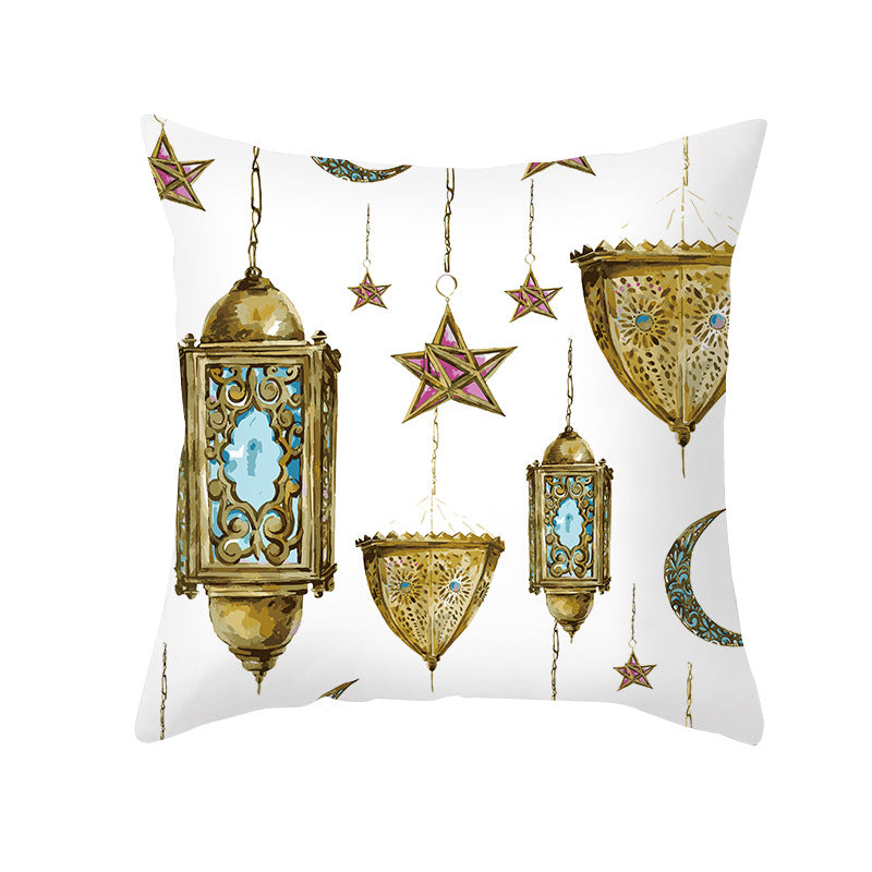 Home Fashion National Style Peach Skin Velvet Printed Cushion Cover