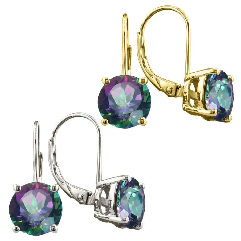 3.50 CTTW Genuine Rainbow Topaz Leverback Earrings