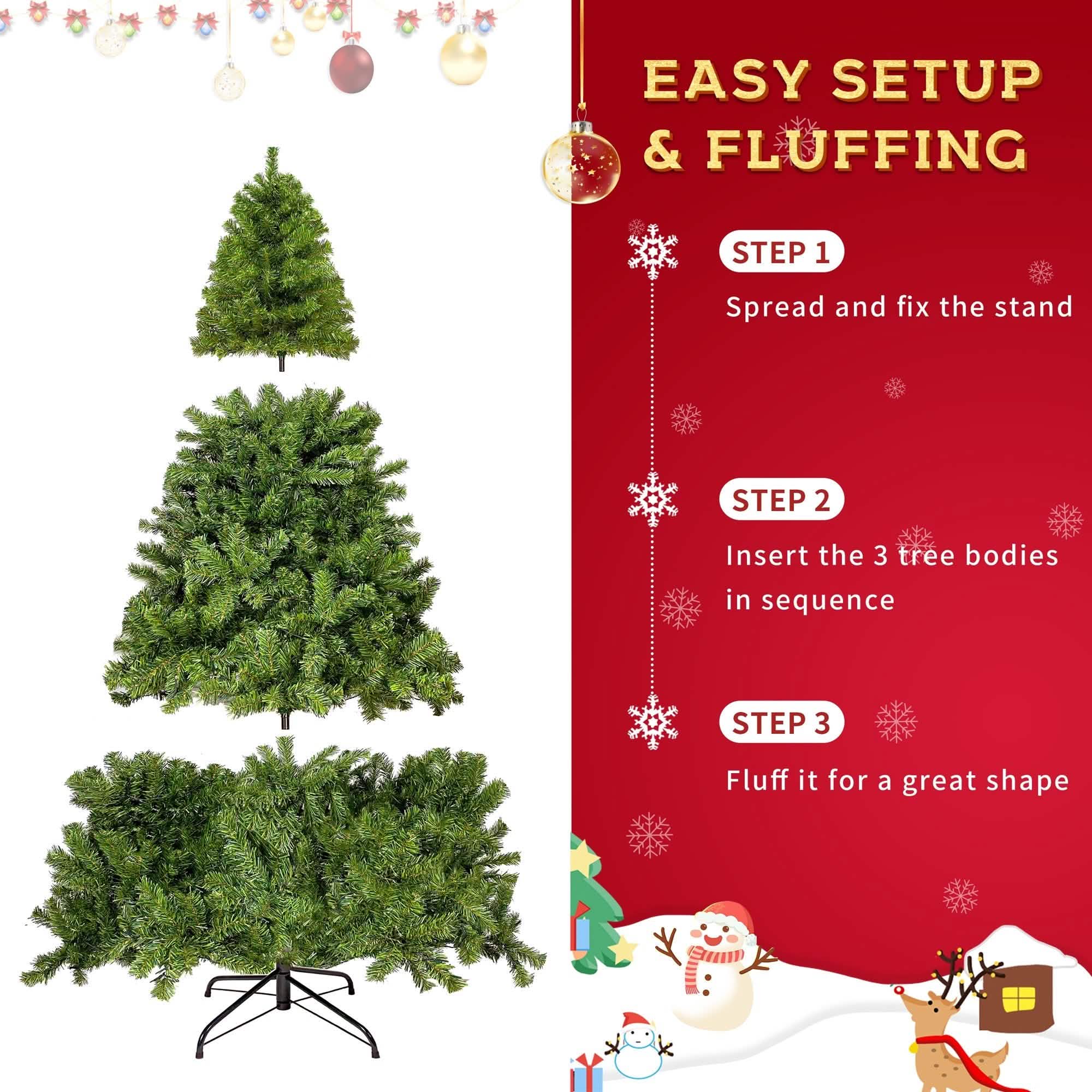 350 LED Solid Color Printed Green Hinged Fraser Fir Artificial Christmas Tree