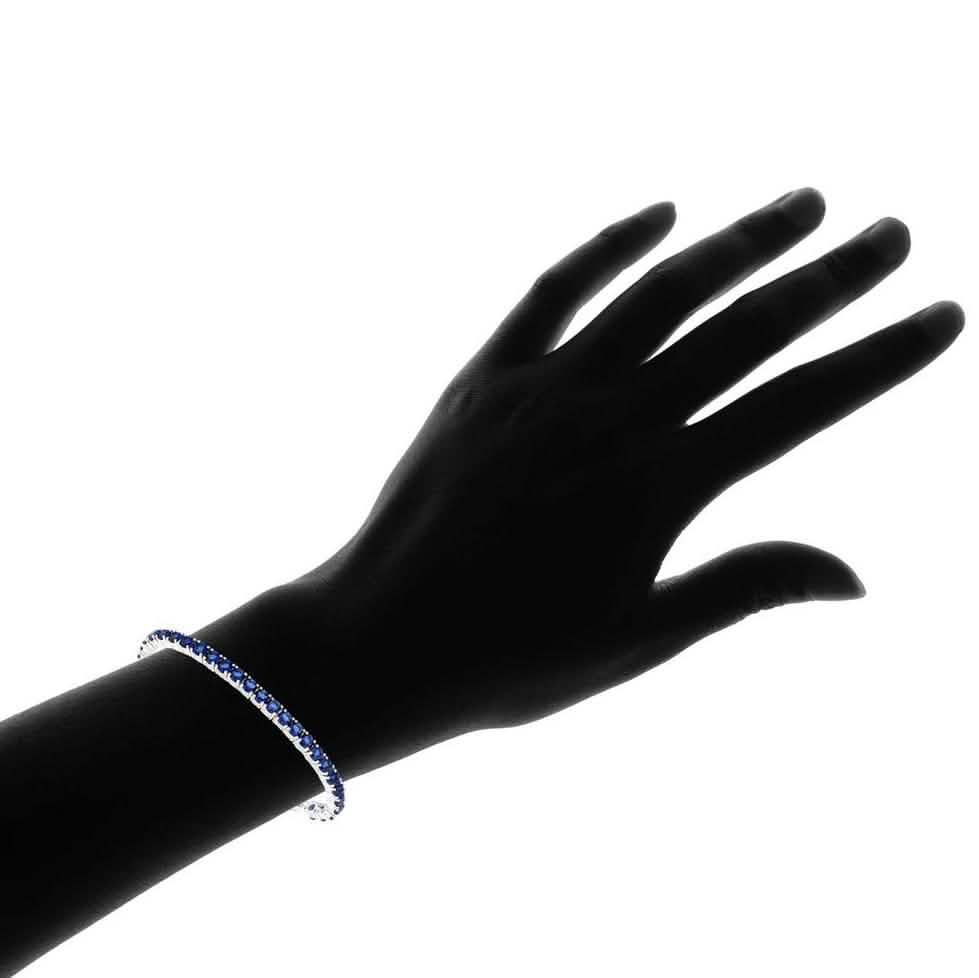 3.55 CTW Created Blue Sapphire Cord Adjustable Bracelet by MUIBLU Gems