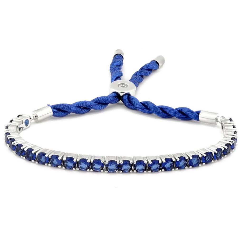 3.55 CTW Created Blue Sapphire Cord Adjustable Bracelet