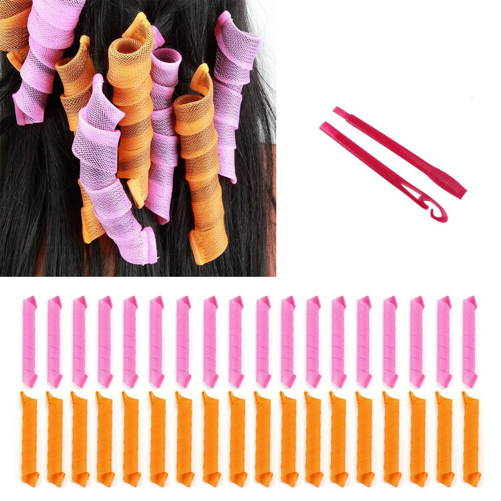 36-Pieces: Elastic DIY Magic Hair Curlers Rollers Curlformers Spiral Ringlet