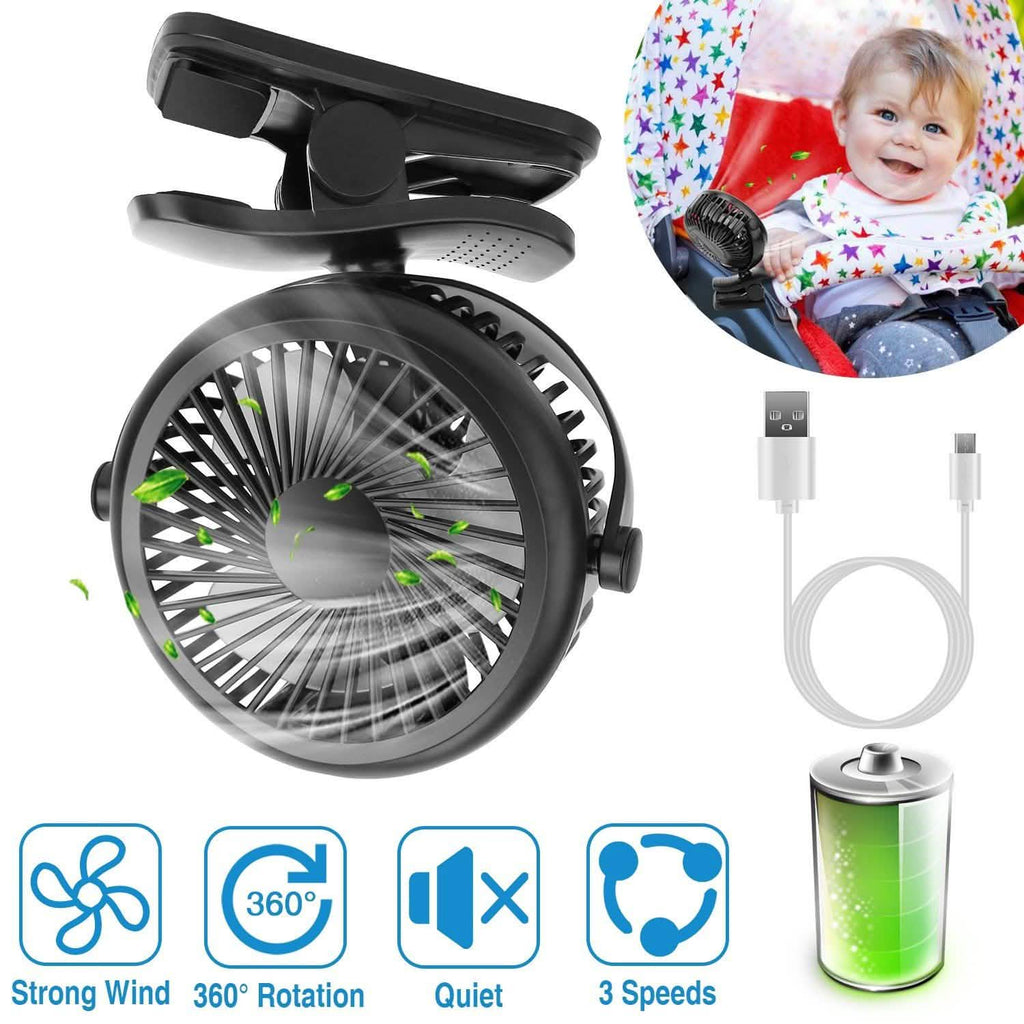 360 Degree Clip On Fan Quiet Rechargeable
