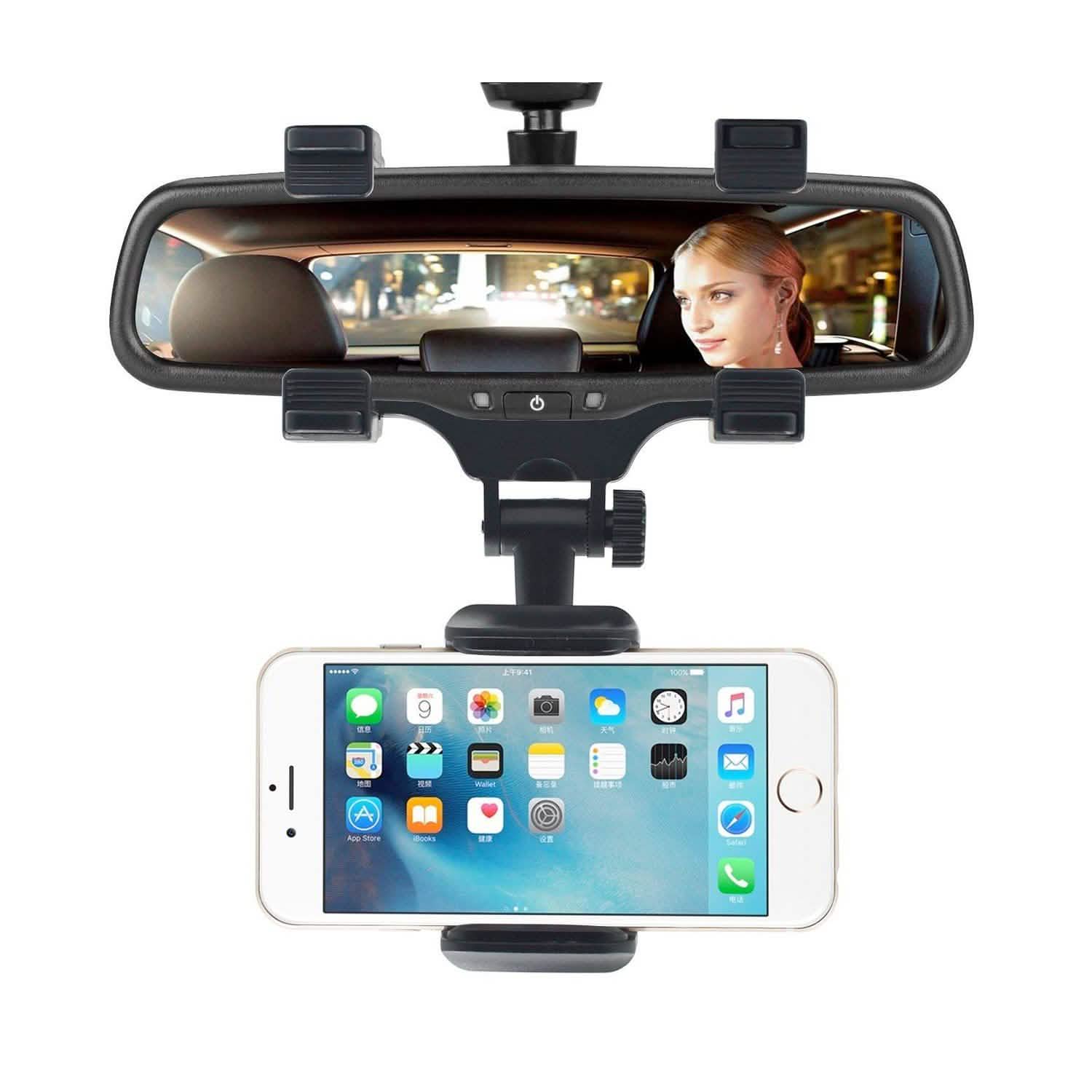 360-Degree Rear View Mirror Phone Holder