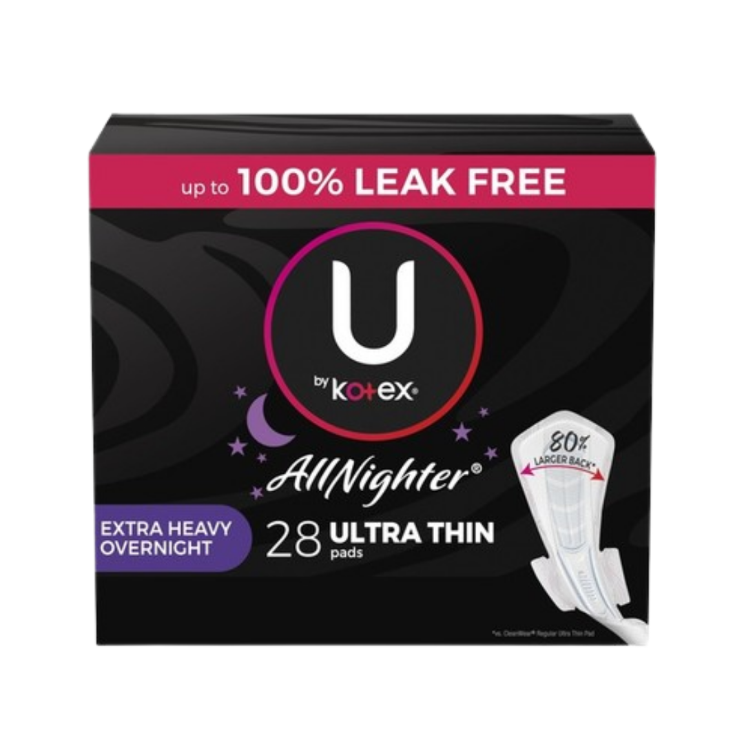 Kotex UltraThin Overnight Pads with Wings (28ct)
