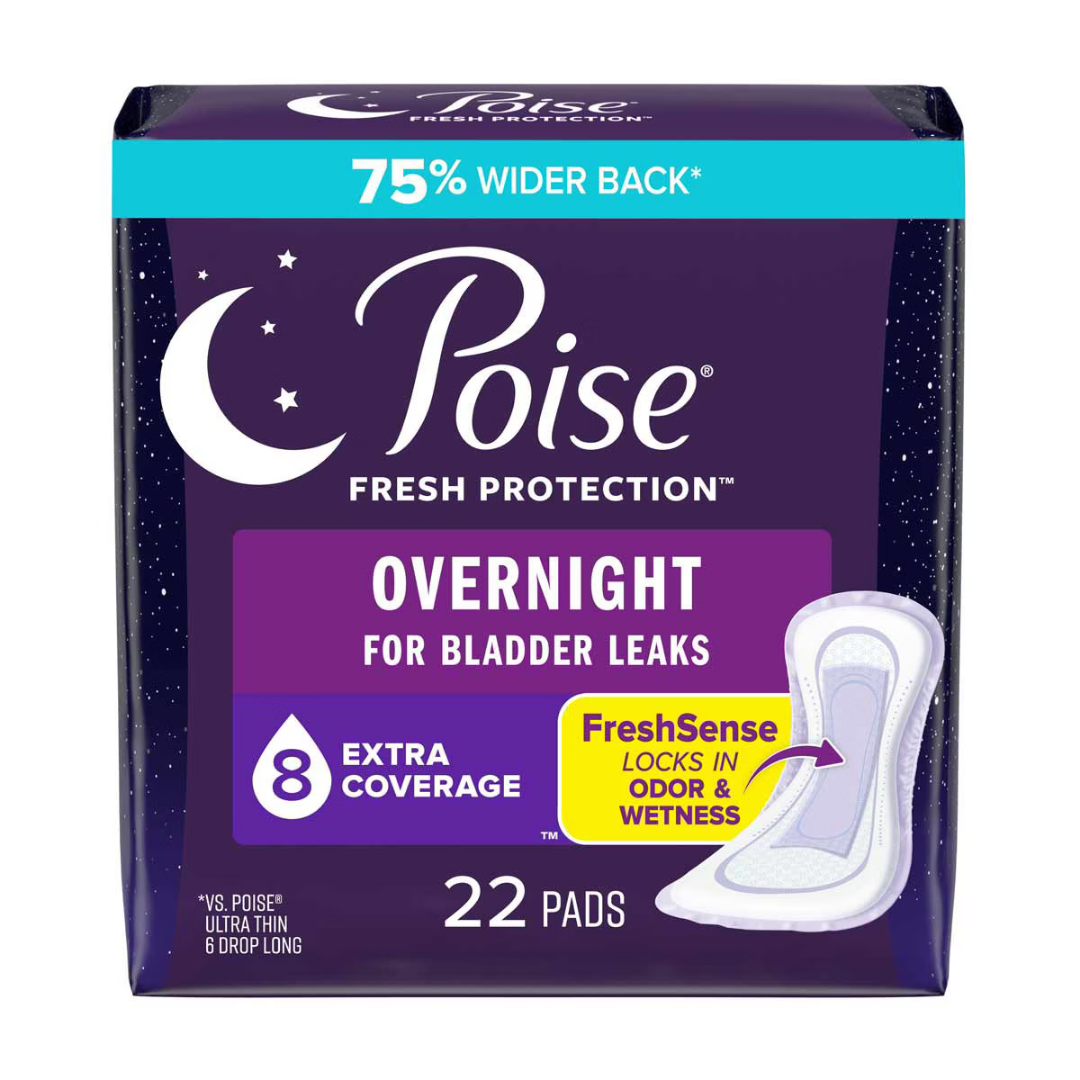 Poise Overnight Extra Coverage Incontinence Pads (22 ct)