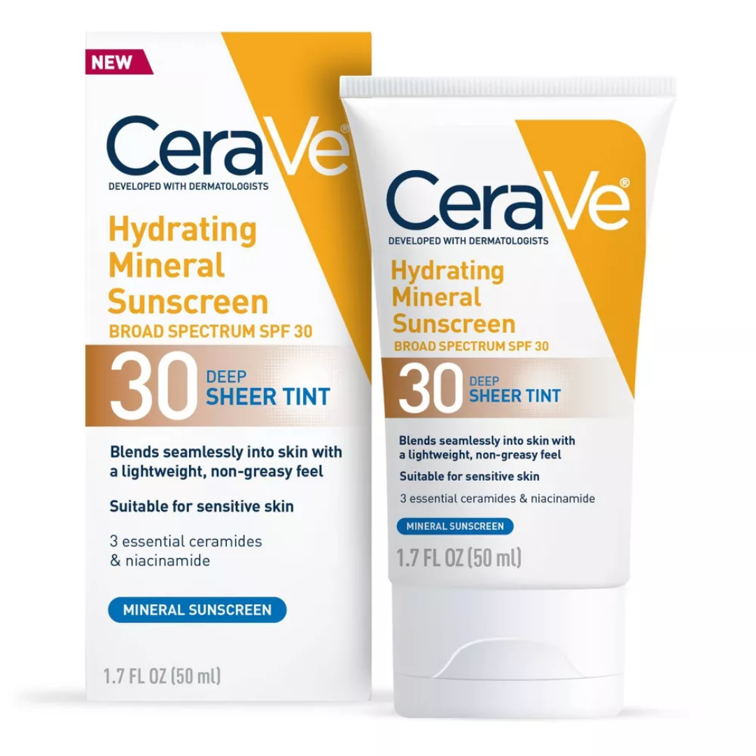 CeraVe Hydrating Mineral Sunscreen SPF 30 Deep Tint (1.7oz)