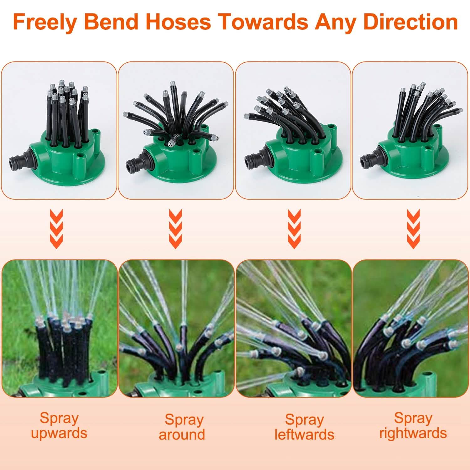 360° Flexible Lawn Sprinkler Automatic 12 Tubes Garden Water Irrigation Sprayers