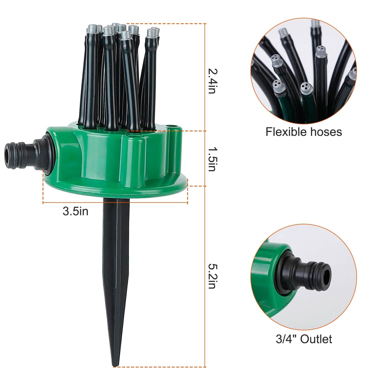 360° Flexible Lawn Sprinkler Automatic 12 Tubes Garden Water Irrigation Sprayers