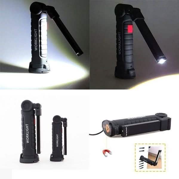 360° Rotation Inspection Lamp LED + COB Flexible Cordless Rechargeable Work Light