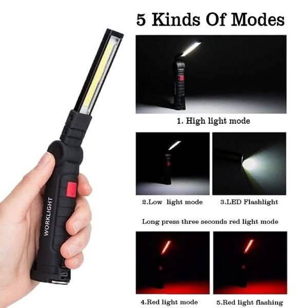360° Rotation Inspection Lamp LED + COB Flexible Cordless Rechargeable Work Light