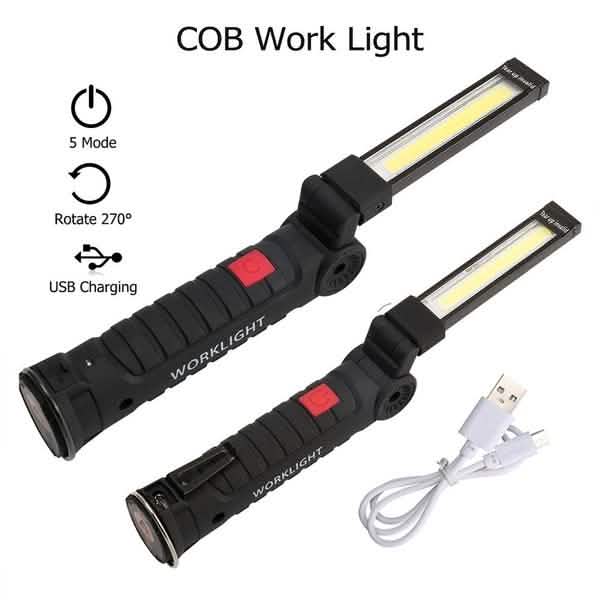 360° Rotation Inspection Lamp LED + COB Flexible Cordless Rechargeable Work Light