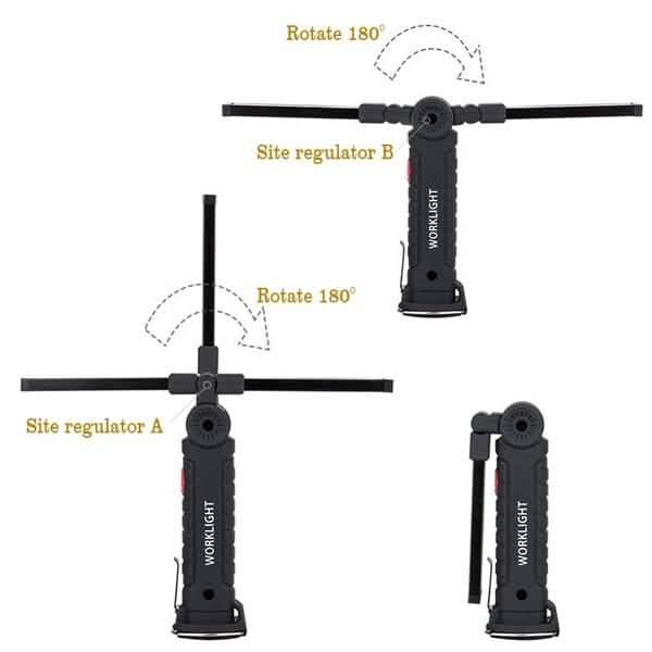 360° Rotation Inspection Lamp LED + COB Flexible Cordless Rechargeable Work Light
