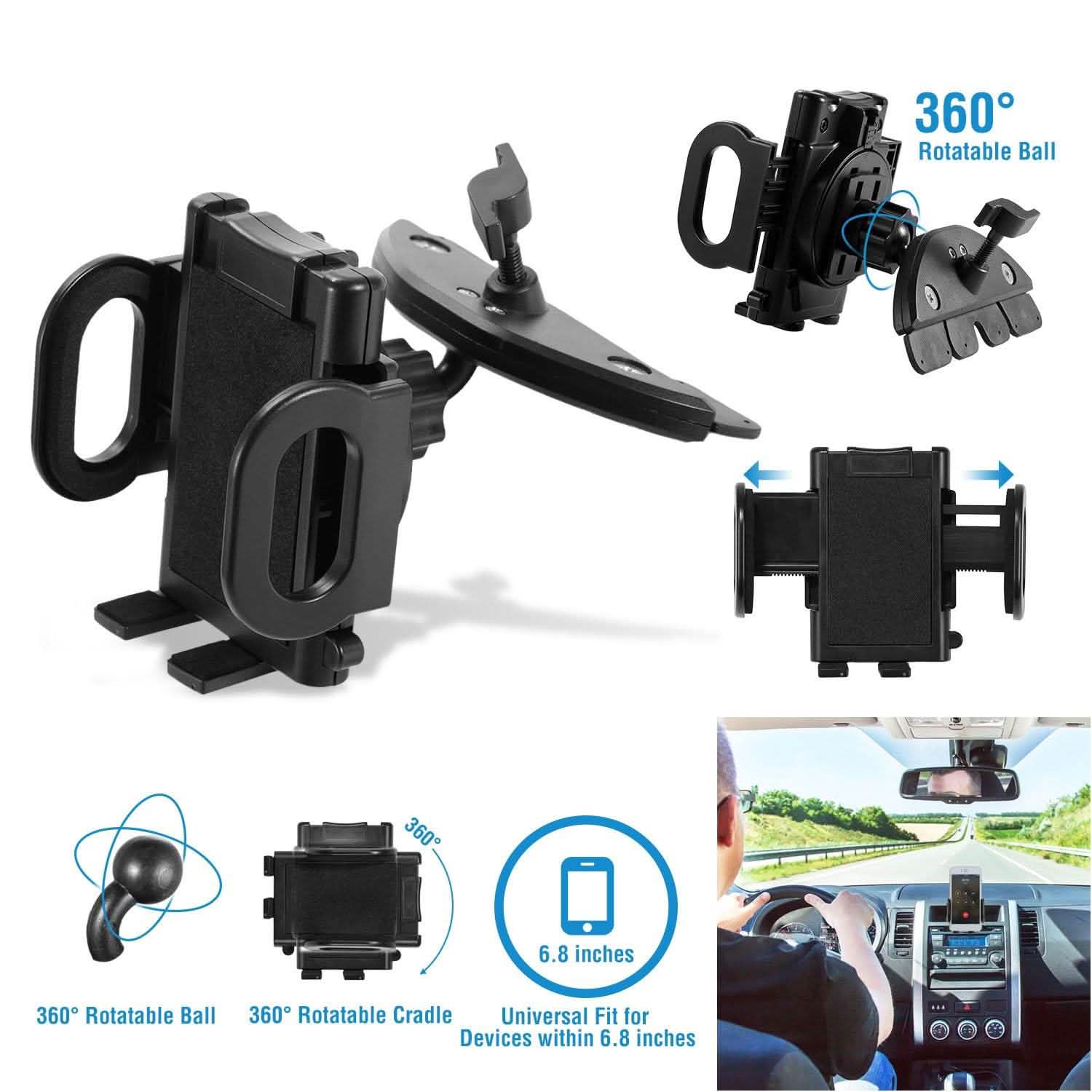 360° Universal CD Slot Car Phone Mount