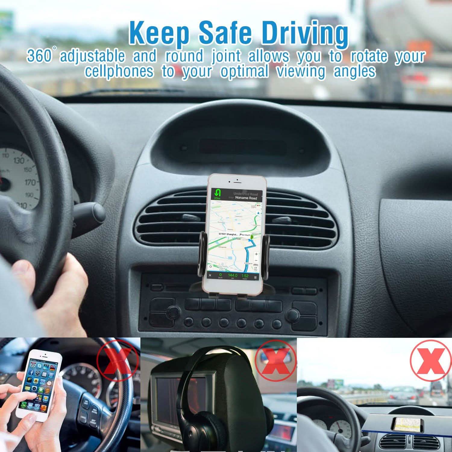 360° Universal CD Slot Car Phone Mount