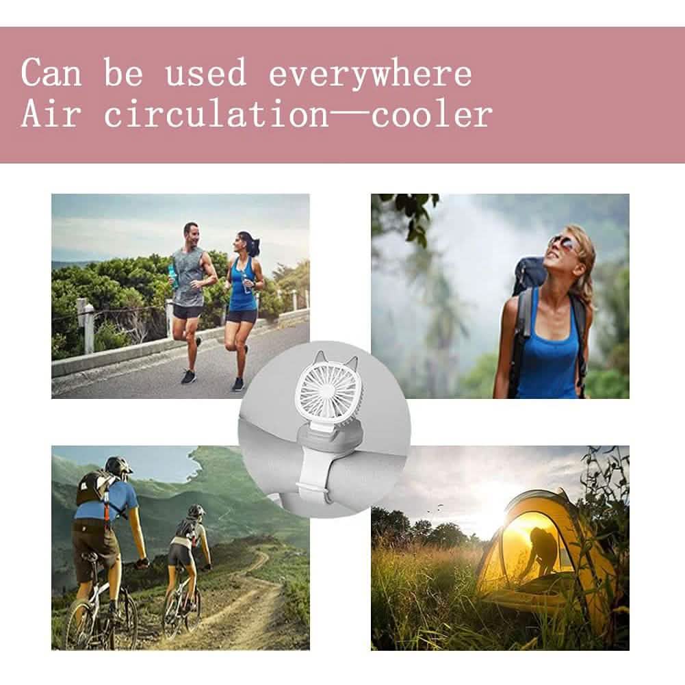 360¬∞Rotation Kids Portable Wrist Strap Mini Watch Hand Held Fan Cat Design