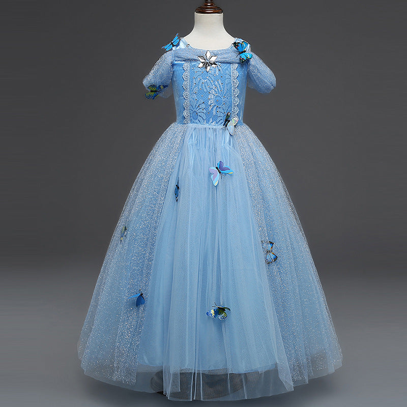 Princess Dress Inserted Beads Bright Silk Performance Dress