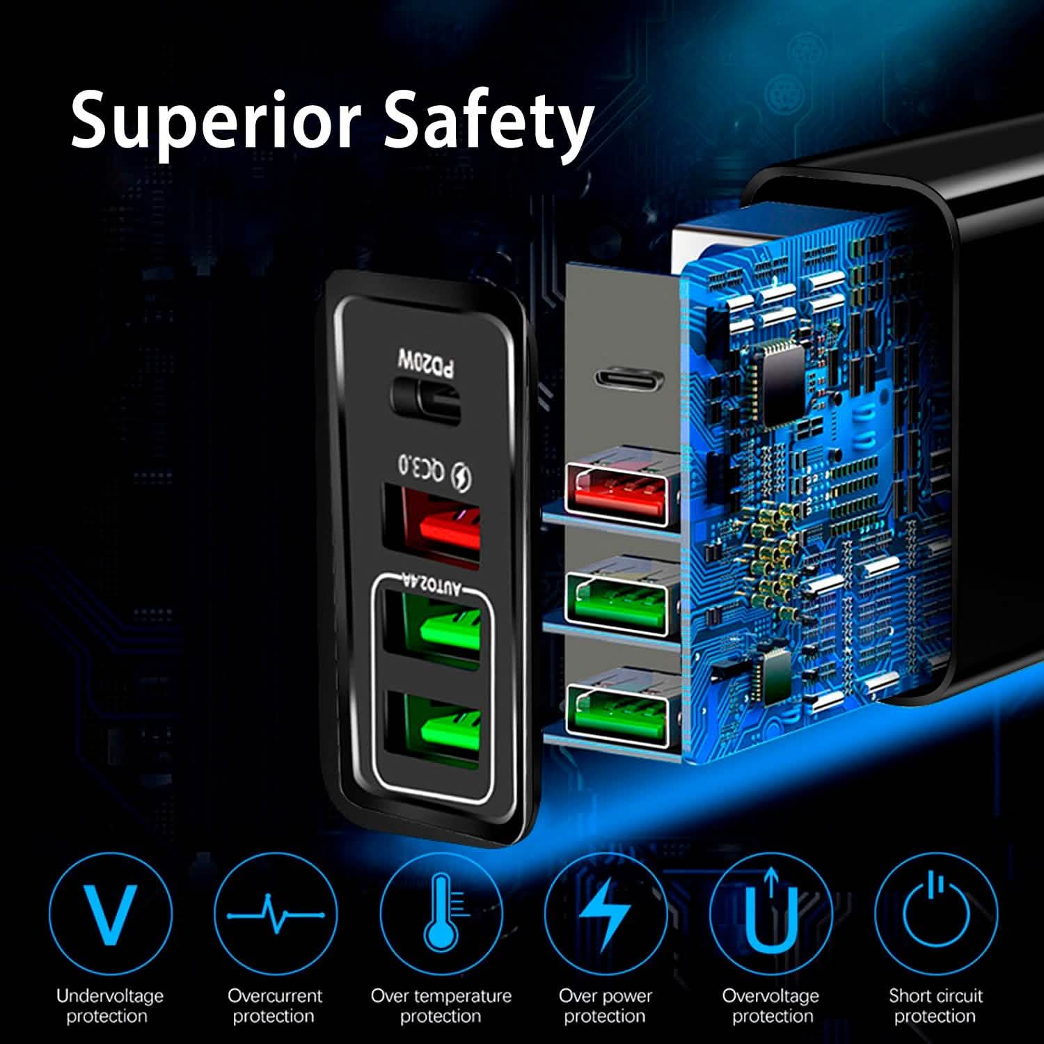 36W USB C 4-Port Fast Charger
