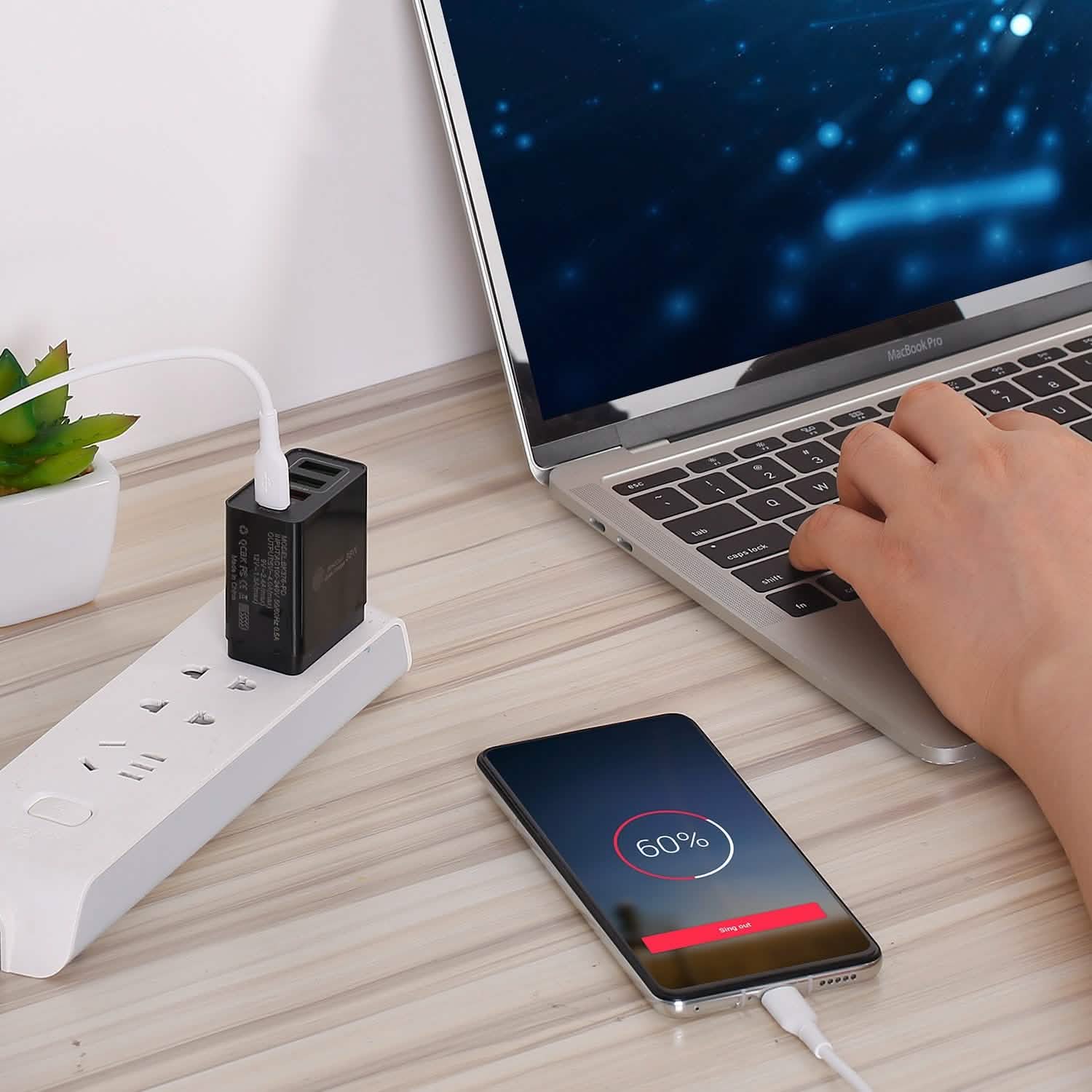 36W USB C 4-Port Fast Charger