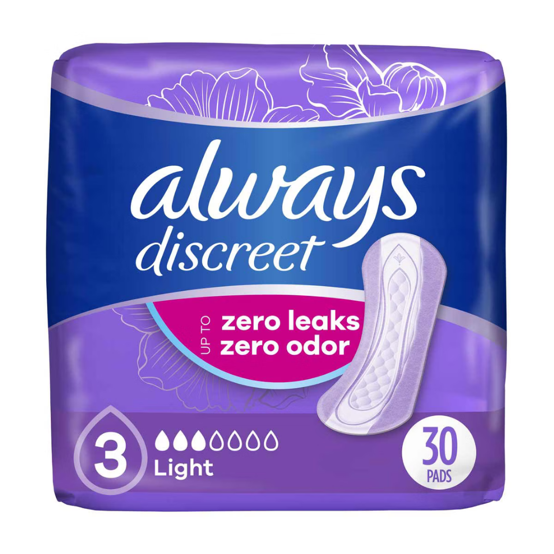 Always Discreet Incontinence Pads Light Absorbency Size 3 (30 ct)