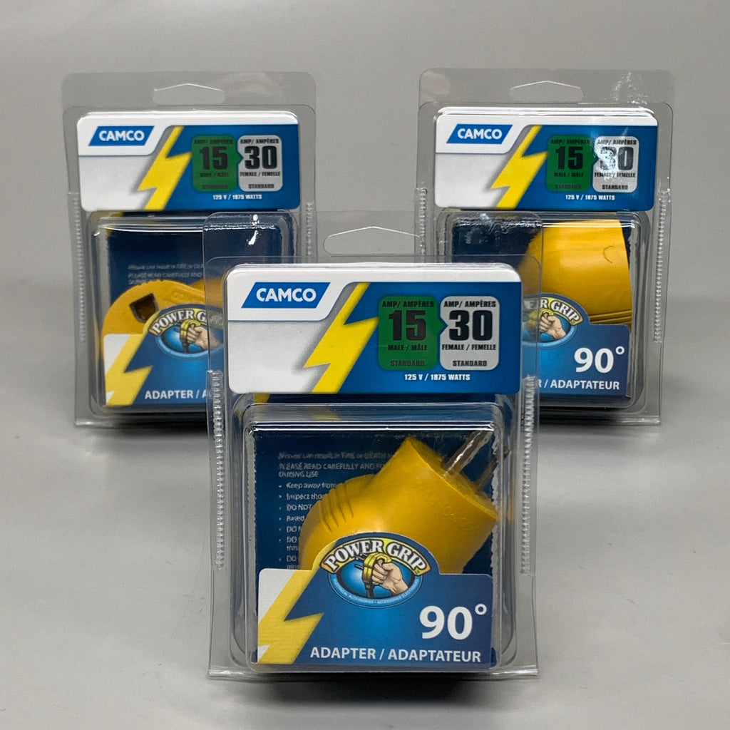 CAMCO (3 PACK) 15 AMP Male & 30 AMP Female 90 Degree Electrical Adapter 55325
