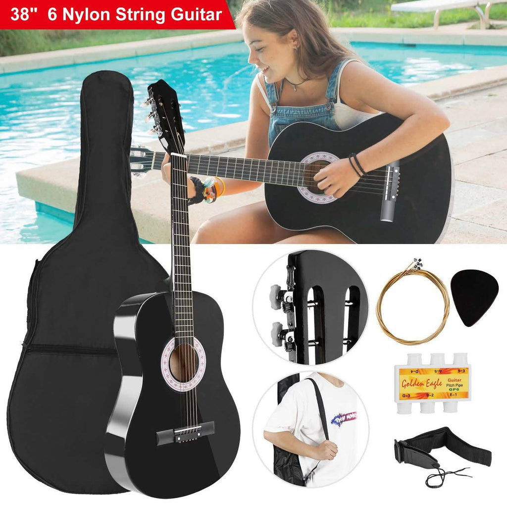 38" Acoustic Beginners Guitar with Guitar Bag Strap Tuner Extra String