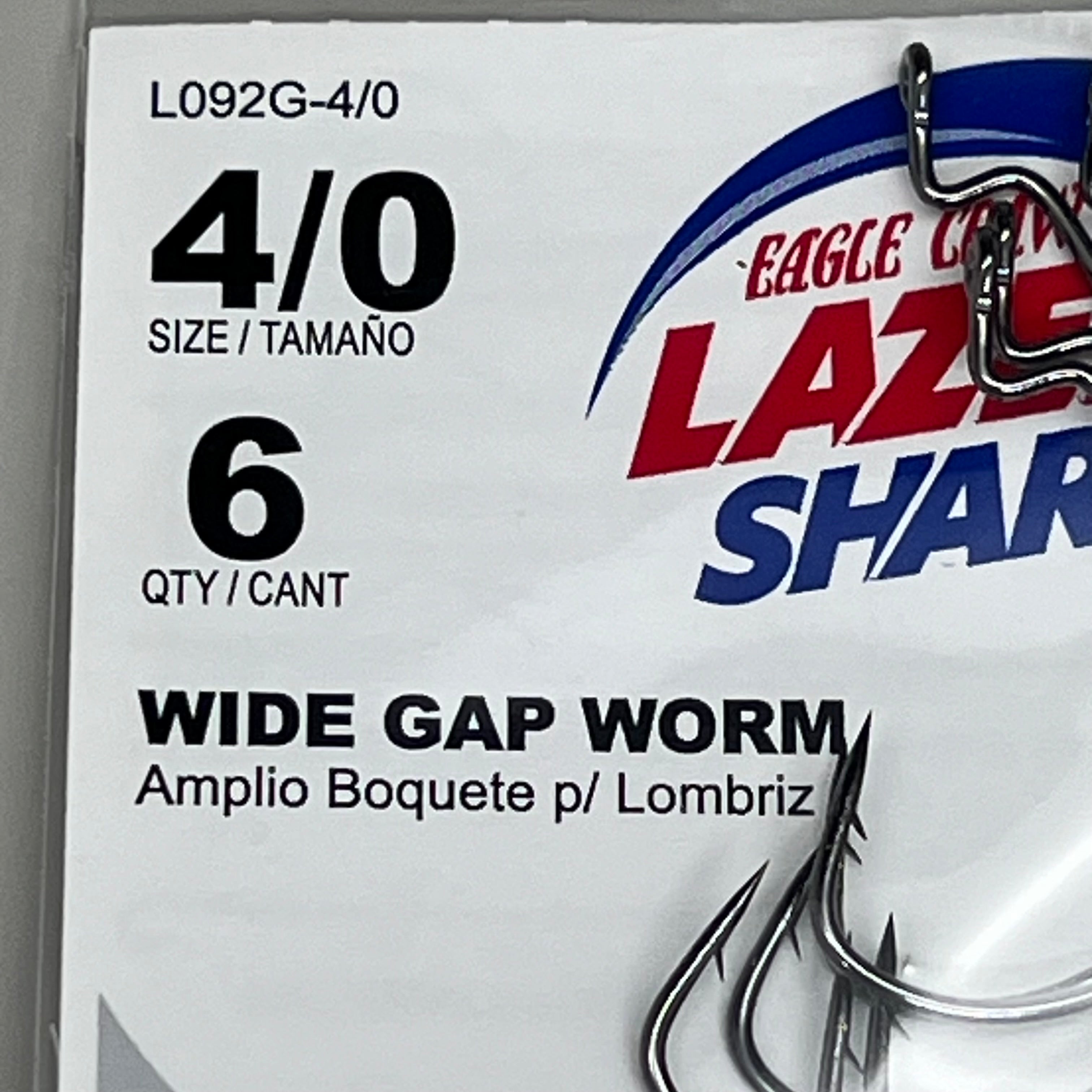 EAGLE CLAW (5 PACK) Wide Gap for Worm/Soft Plastics #4/0 6pc L092G-4/0