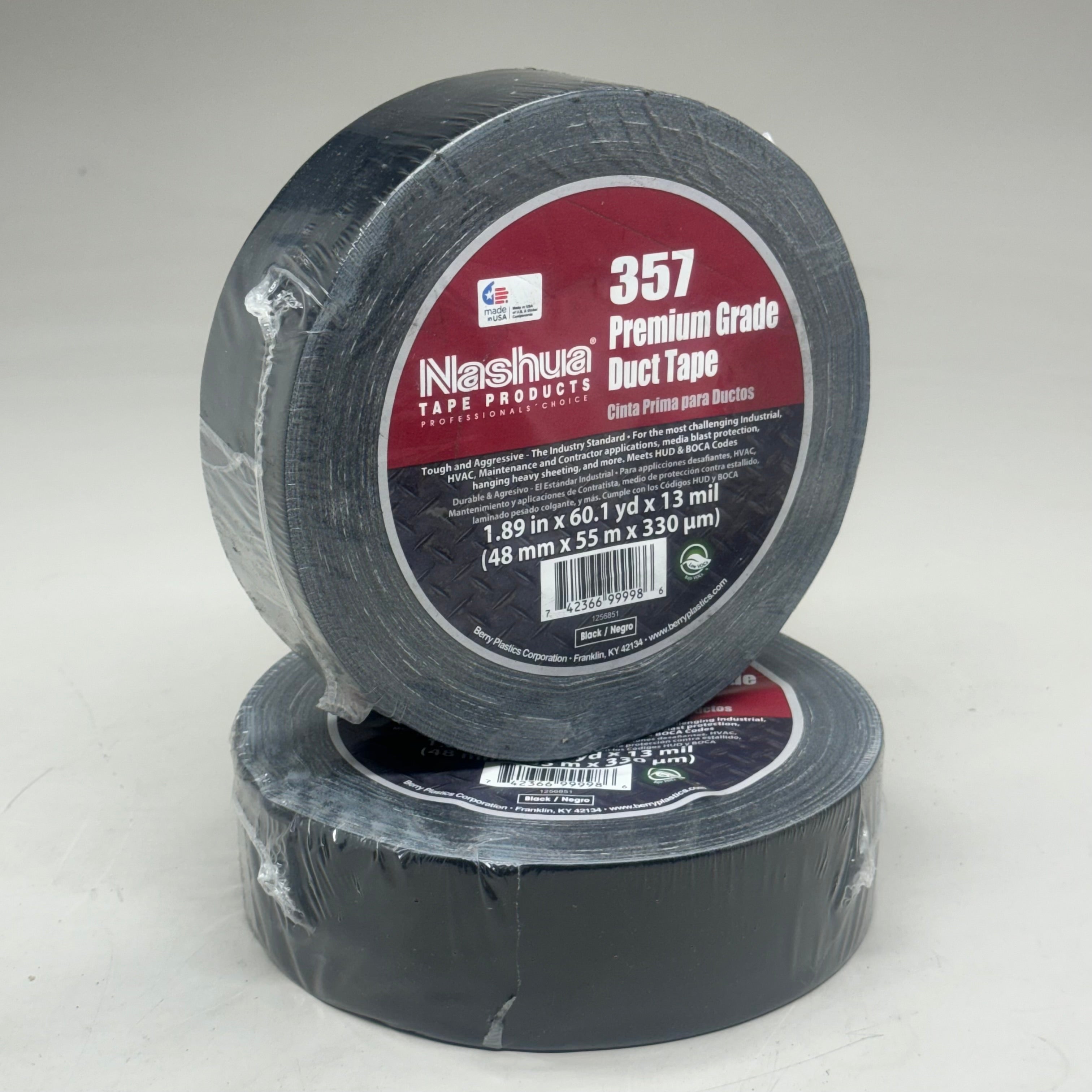 NASHUA BERRY (2 PACK) Premium Grade Duct Tape 357 1198682 1.89"x60ydx13mil