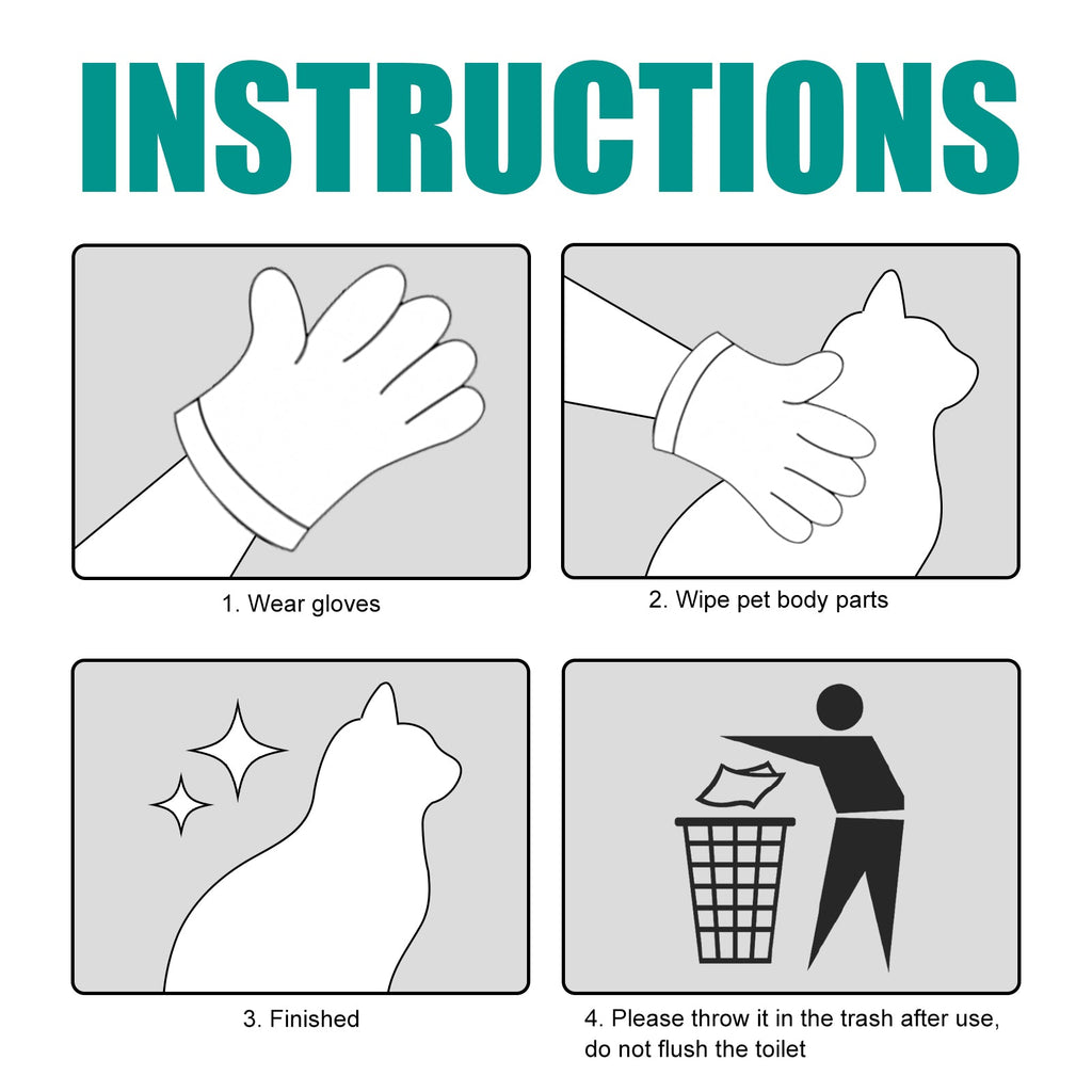Pet Leave-In Cleaning Gloves Dog Bath Cat Clean Dry Cleaning Gloves Deodorizing Odor Removal