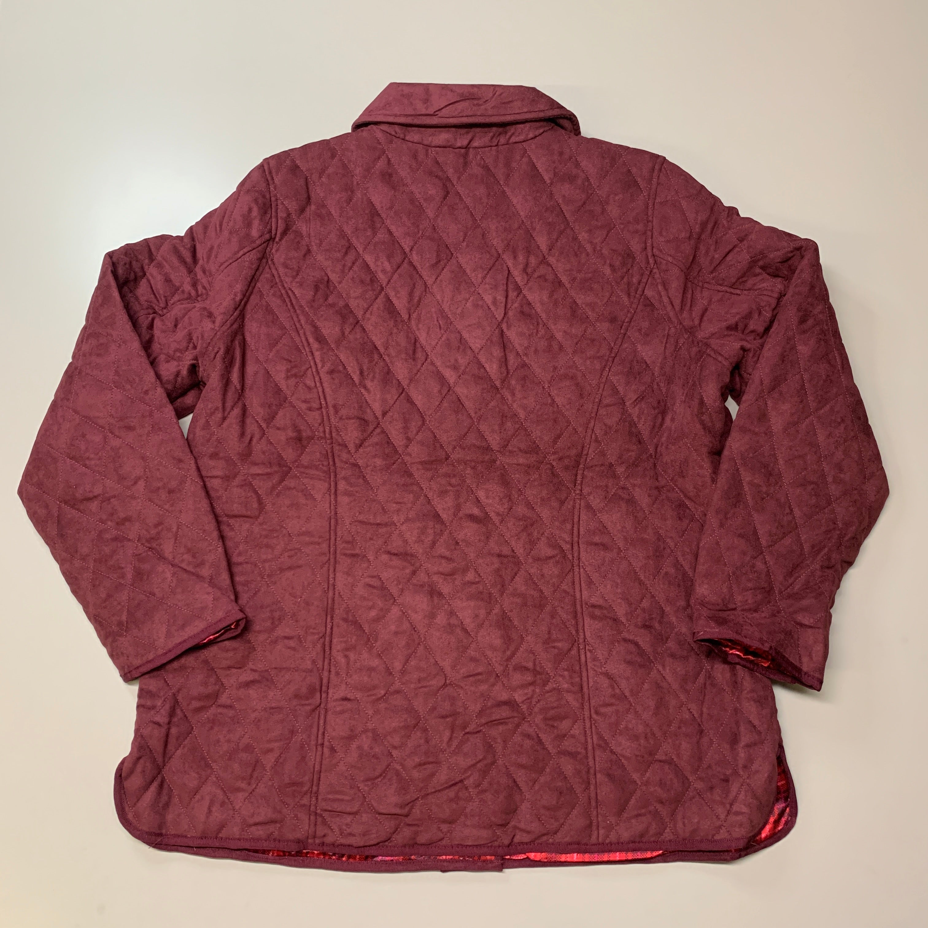 BRIDGE HAMPTON ISSAC MIZRAHI LIVE! Faux Suede Coat Full Snap Up Spiced Wine Sz L