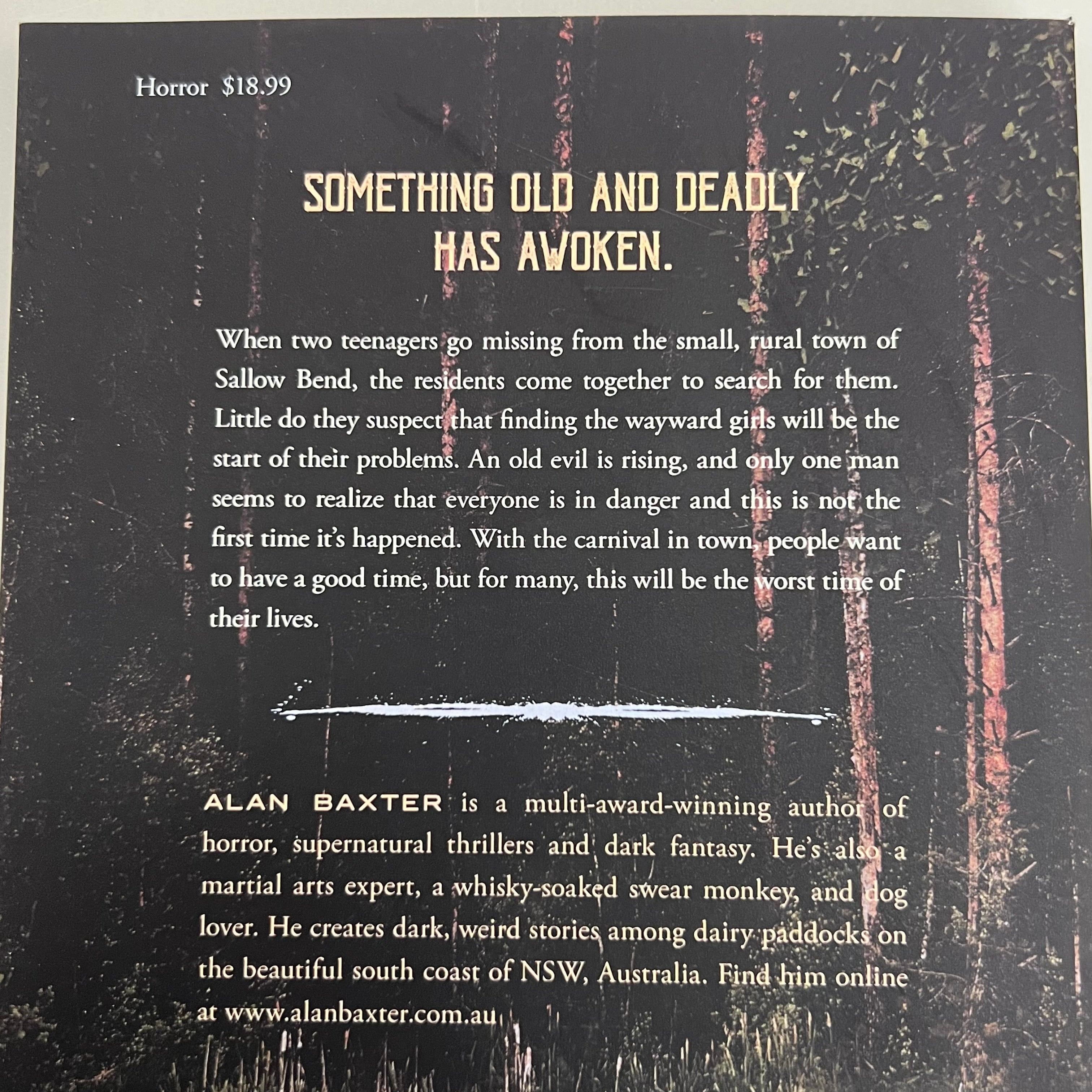 SALLOW BEND By Alan Baxter Paperback A Thriller Book
