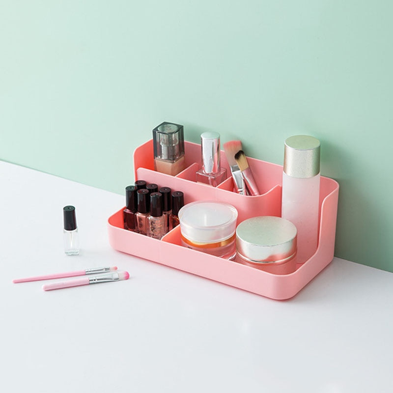 1pc Desktop Sundries Finishing Container Cosmetic Storage Partition Box Makeup Holder Stand Toiletries Plastic Case Organizer