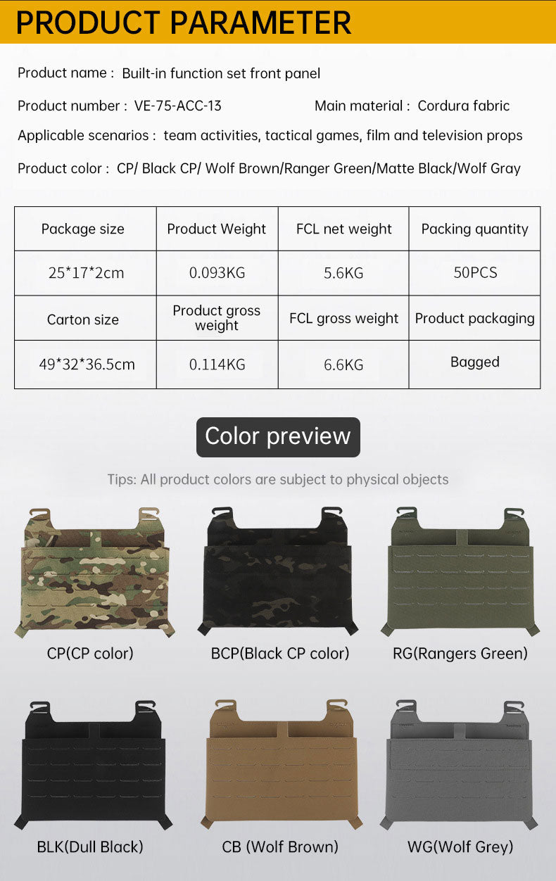 WoSporT can accommodate three 5.56 (or two 7.62) inner pockets with built-in function cover camouflage front panel