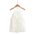 Summer New Style Women's Fashion Sexy Spaghetti Strap Ruffle Neck Tie Crop Top