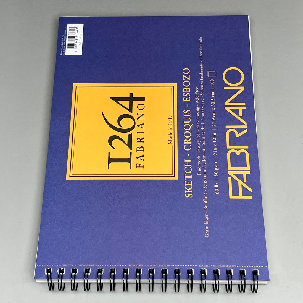 FABRIANO (5 PACK) I264 Sketch Paper Pads 9" x 12" ITALY 100 Sheets (500 TOTAL) White