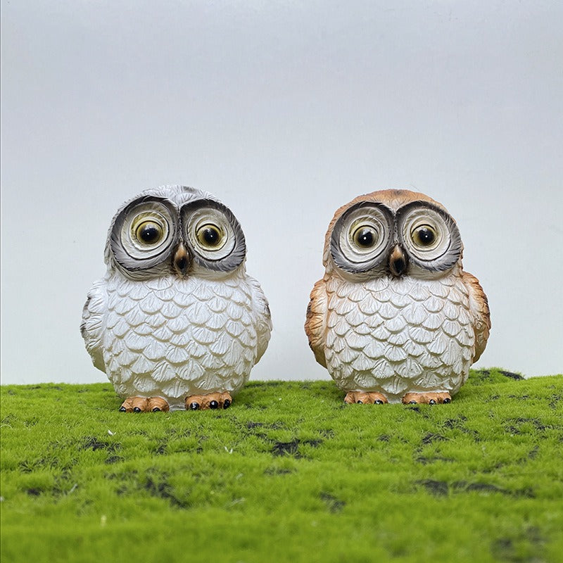 Statue decoration owl resin solar decoration