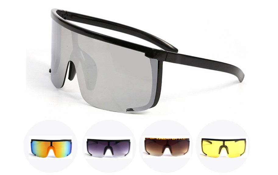 Personalized anti-ultraviolet large-frame white mercury sunglasses exaggerated one-piece anti-sputum and anti-splash glasses（HM-009）