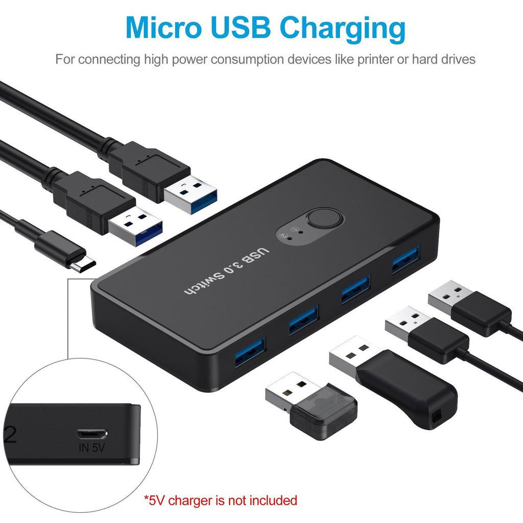 USB 3.0 Switch Adapter 4-port USB Peripheral Switch Box Hub