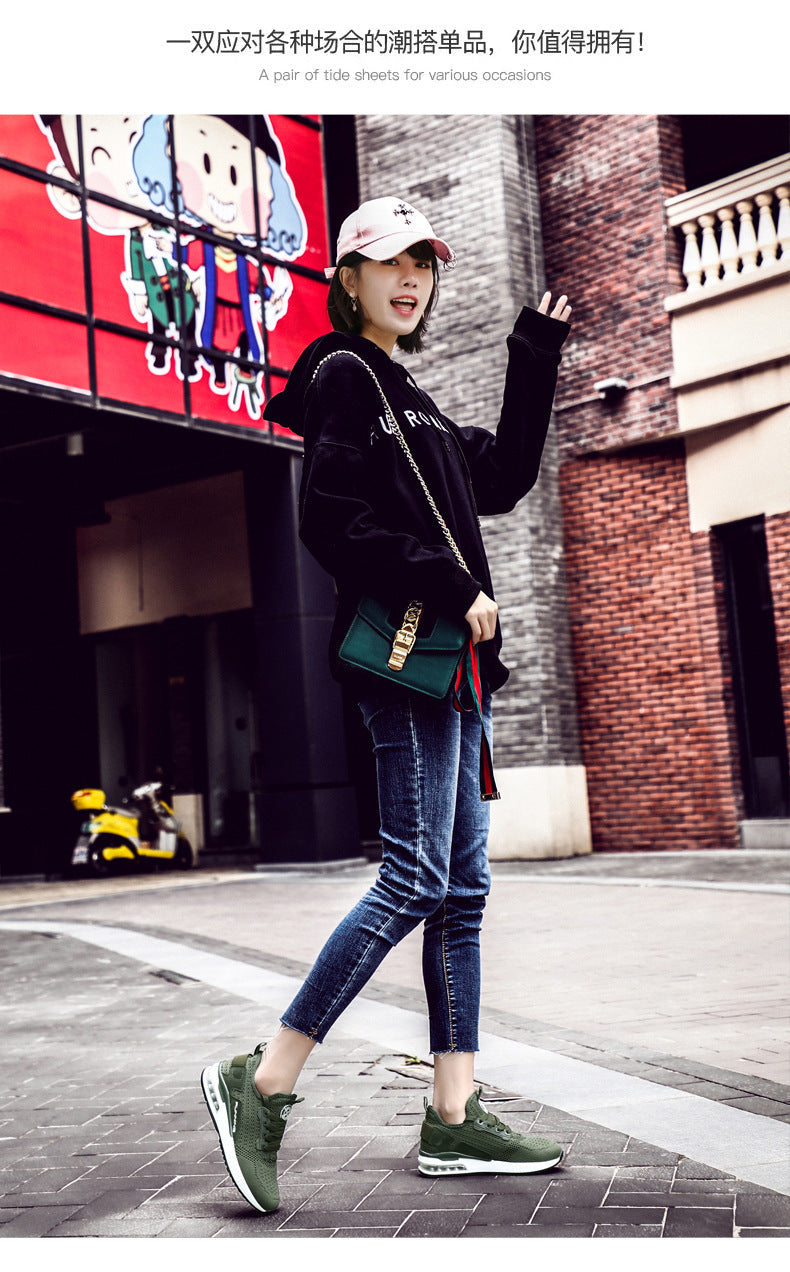 Womens Light Weight Running Sneakers Air Sole Breathable High Quality Sport Women Mesh Running Casual Slip On Flats Comfortable Walking Air Cushion Sneakers