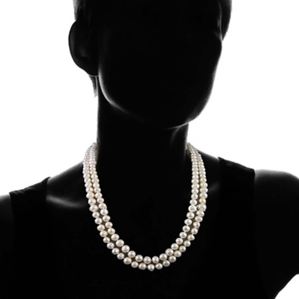3-Piece Set: 36" White Freshwater Pearl Endless Necklace and Earrings Set