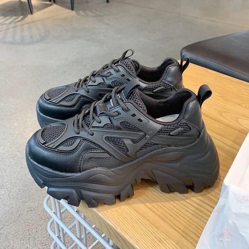 High Quality Chunky Sneakers Womens Platform Fashion Breathable Height Increased Thick Bottom Trainers High White Fashion Thick Soled Sports Walking Sneakers