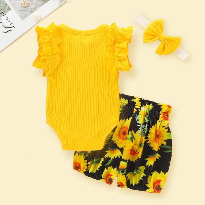 Children's Hanging Romper Floral Shorts Set