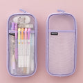 Mesh Pen Case Transparent Solid Color Stationery Storage Bag